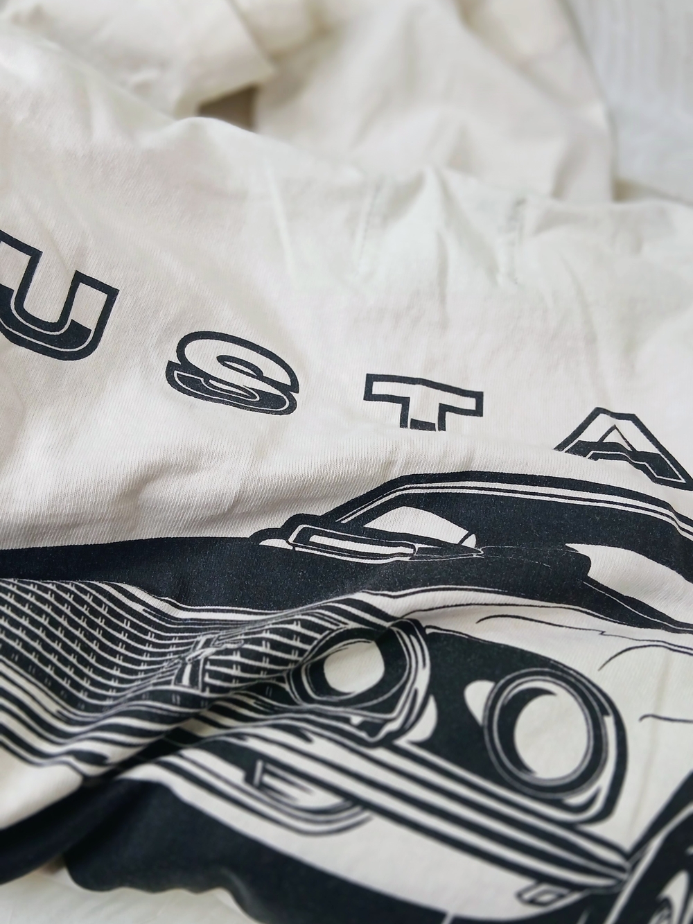 Graphic Car Tee in Cream with Black Print